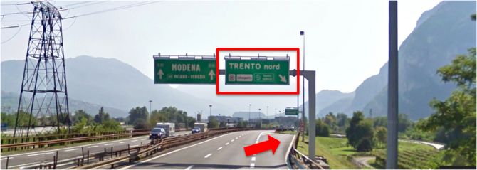 Indicazioni stradali per Auto-Center Trento dall'autostrada uscita Trento Nord
